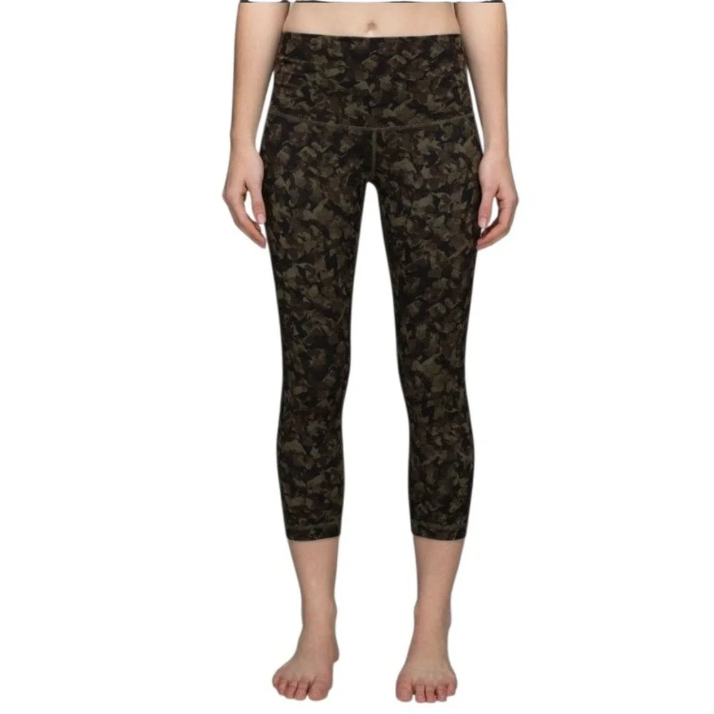 Lululemon Leggings Size 4 Womens WUnder Crop II Foldover Jungle Fatique Green - Picture 1 of 15